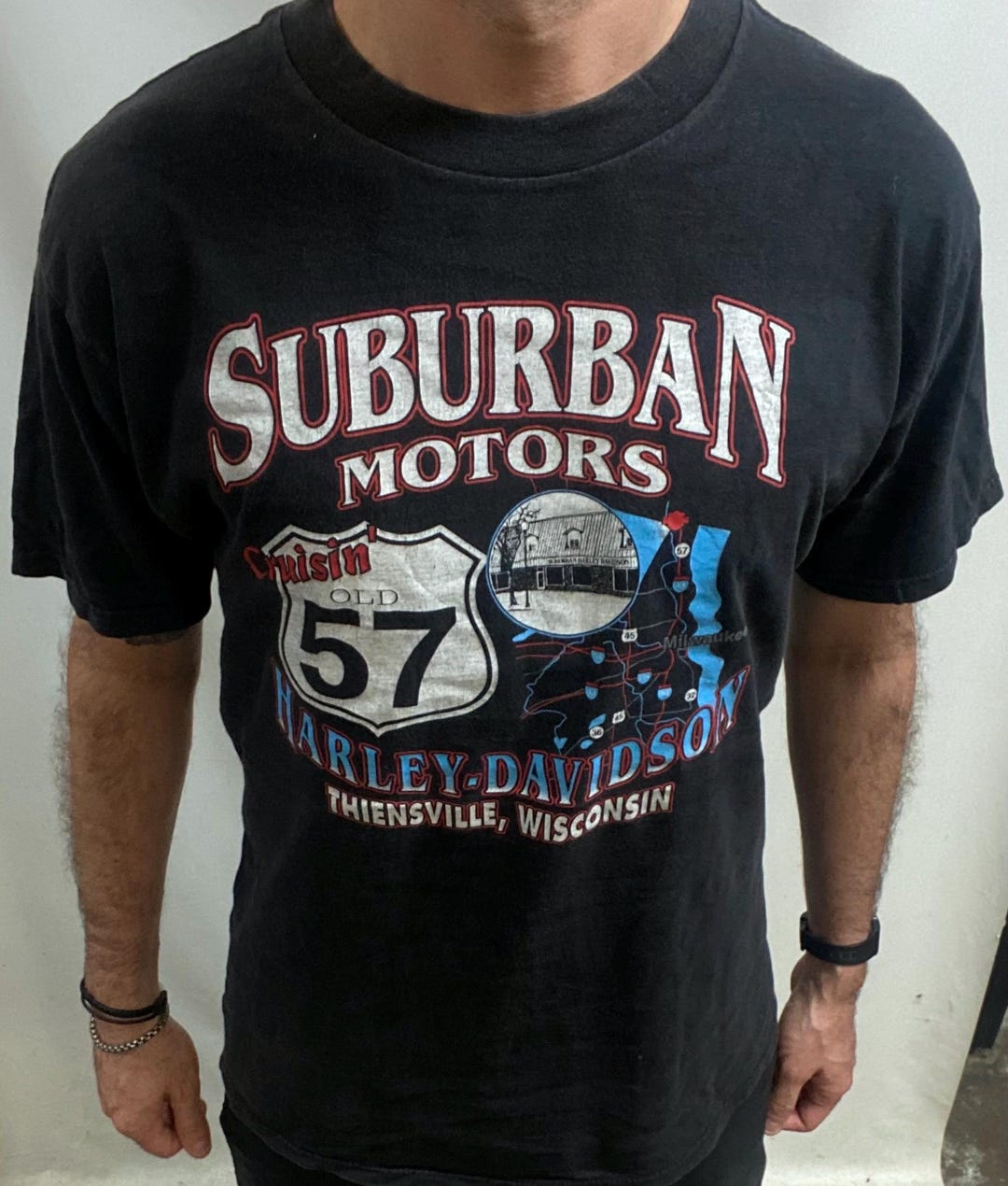 Vintage 1997 Harley Davidson T-shirt, Suburban Motors Biker Tee