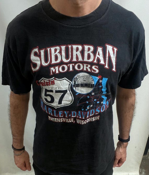 Vintage 1997 Harley Davidson T-shirt, Suburban Motors Biker Tee