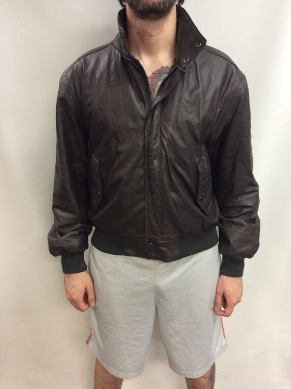 Vintage 90's Member's Only Brown Leather Bomber Ja