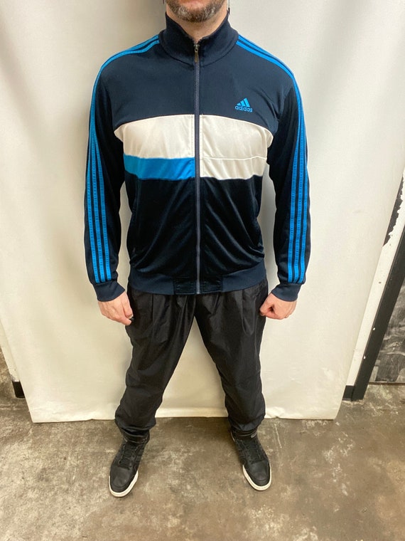 Vintage 90s Original Navy Blue & White With Baby Blue Three  