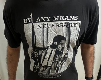 Vintage 90er Jahre Malcolm X Grafik T-Shirt: Single Stitch, Made in USA, XL