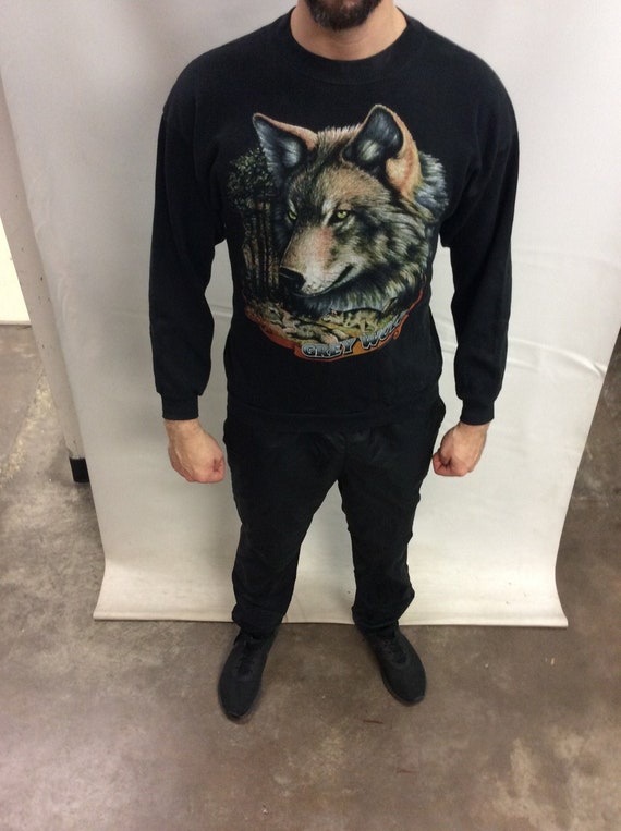 Vintage 90's American Grey Wolf Sunrise 