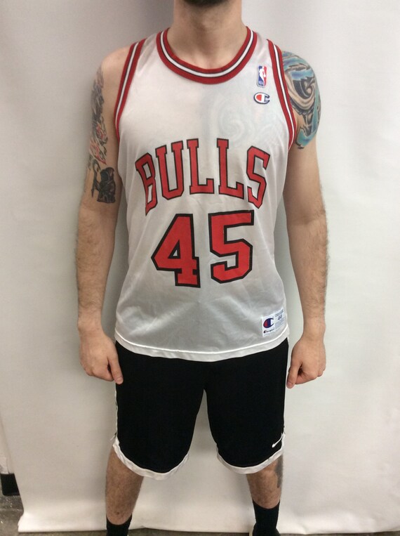 michael jordan white 45 bulls jersey