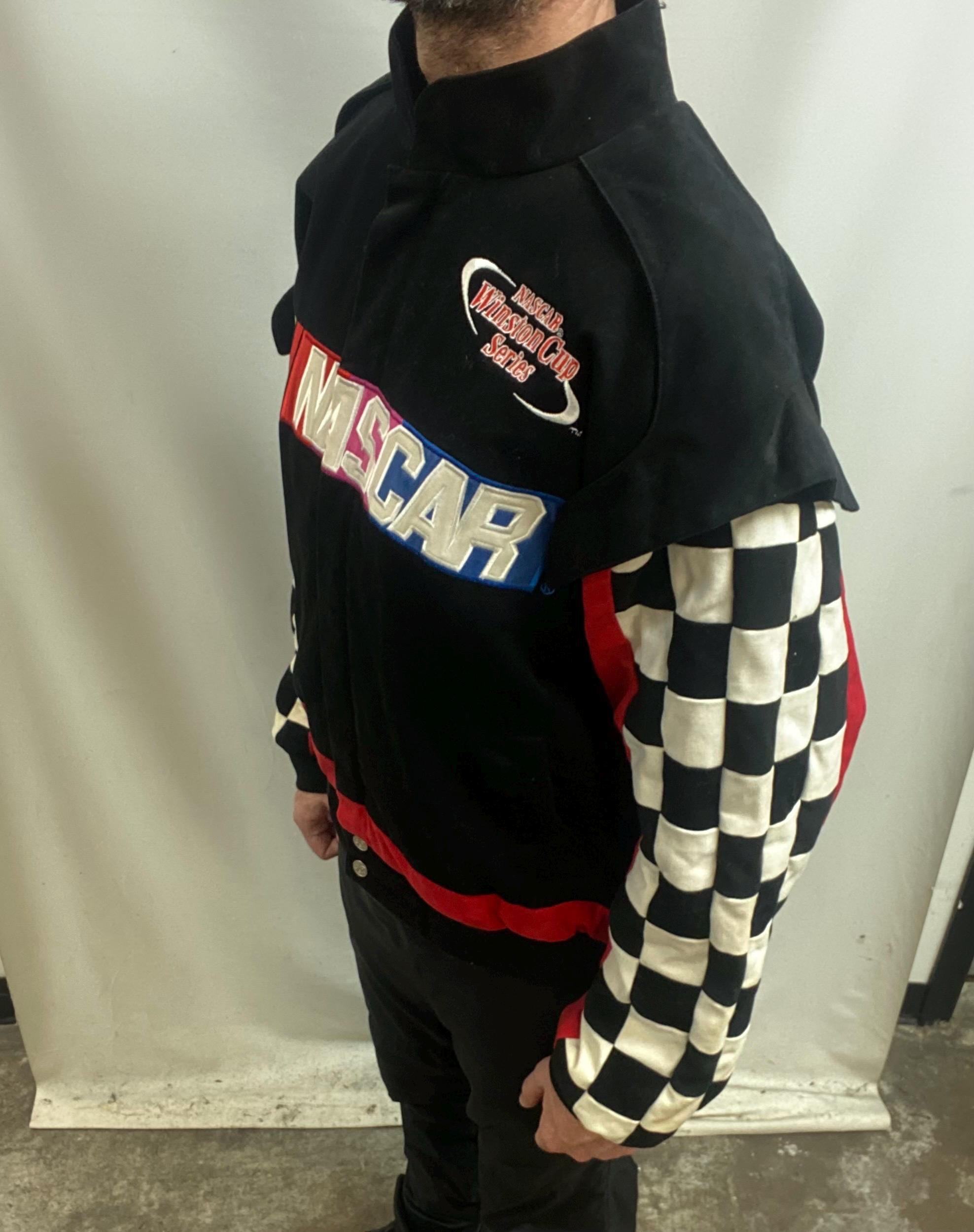 Vintage 90s NASCAR Jacket, Winston Cup Checkered Sleeves (size XL 