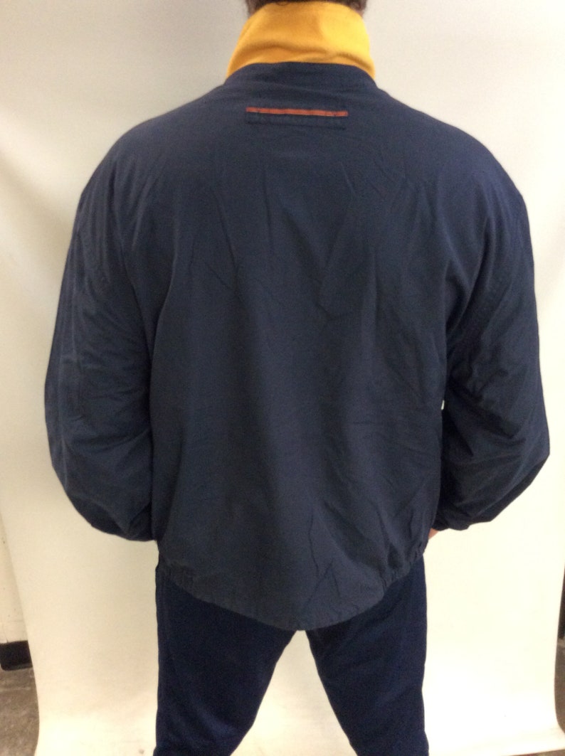 Vintage 90/'s Tommy Hilfiger Navy Blue /& Yellow Reversible Fleece and Nylon Sailing Gear Jacket Size XXL