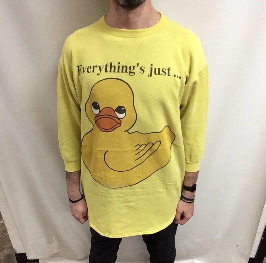 Vintage 90s Yellow Duck Cartoon Sweatshirt - Oversized Fit (Made in USA)