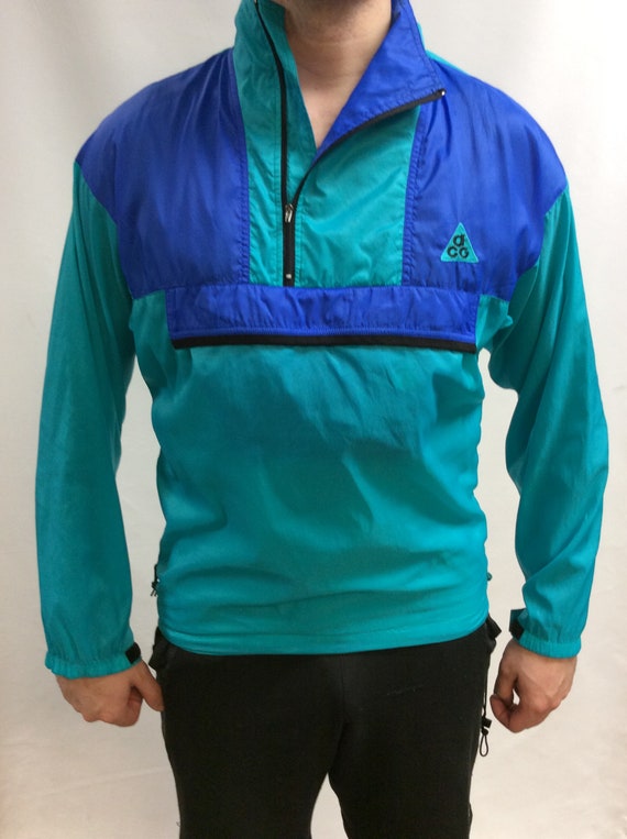 Vintage 90's RARE Nike ACG Bright Colorful Turquoise Blue Original