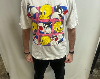 Vintage 1994 Looney Tunes T-Shirt: Teddy & Sylvester Sun Sportswear (XL+)