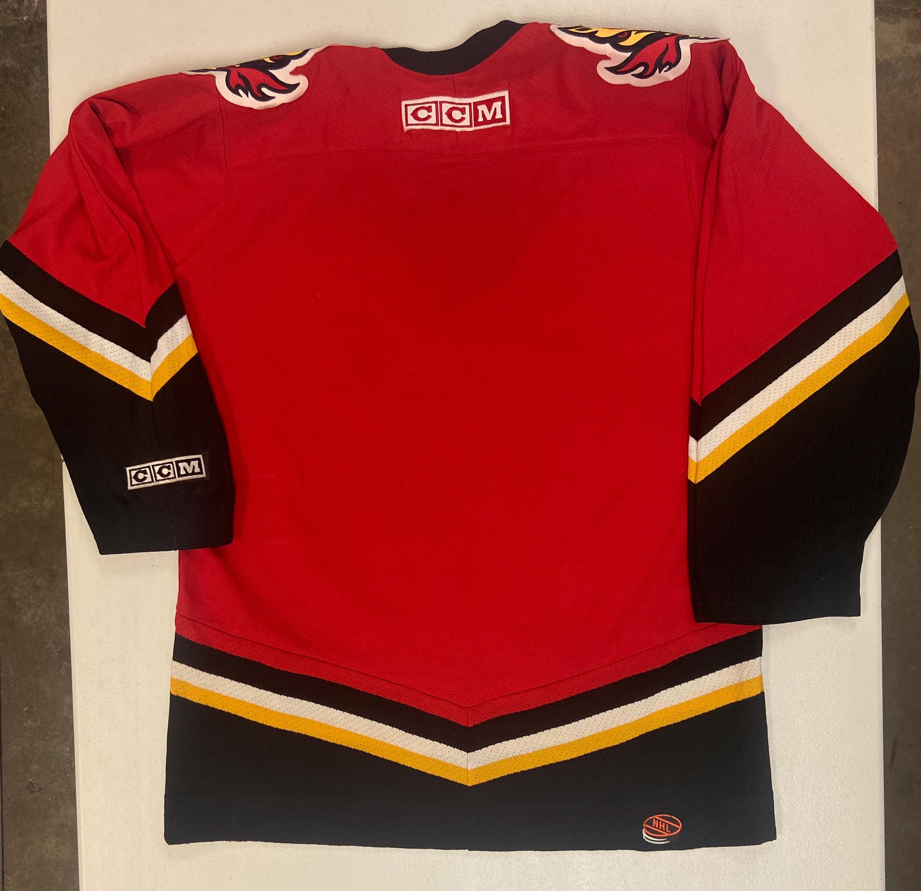 Vintage 90s Calgary Flames Hockey Jersey: CCM NHL Red Black Yellow