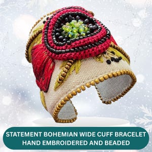 Hand bestickt boho Blumenmohn Blumen Manschettenarmband