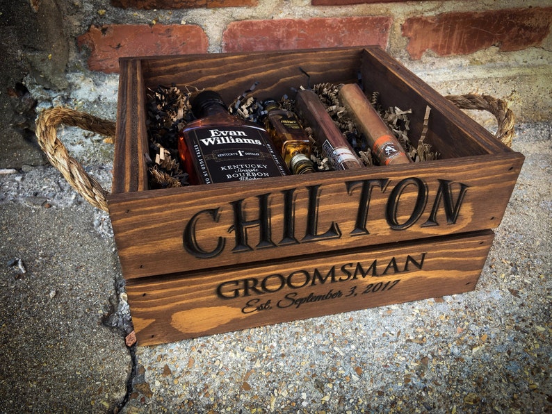 Wooden crate Gift for husbands Groomsmen gift box Gift box Etsy