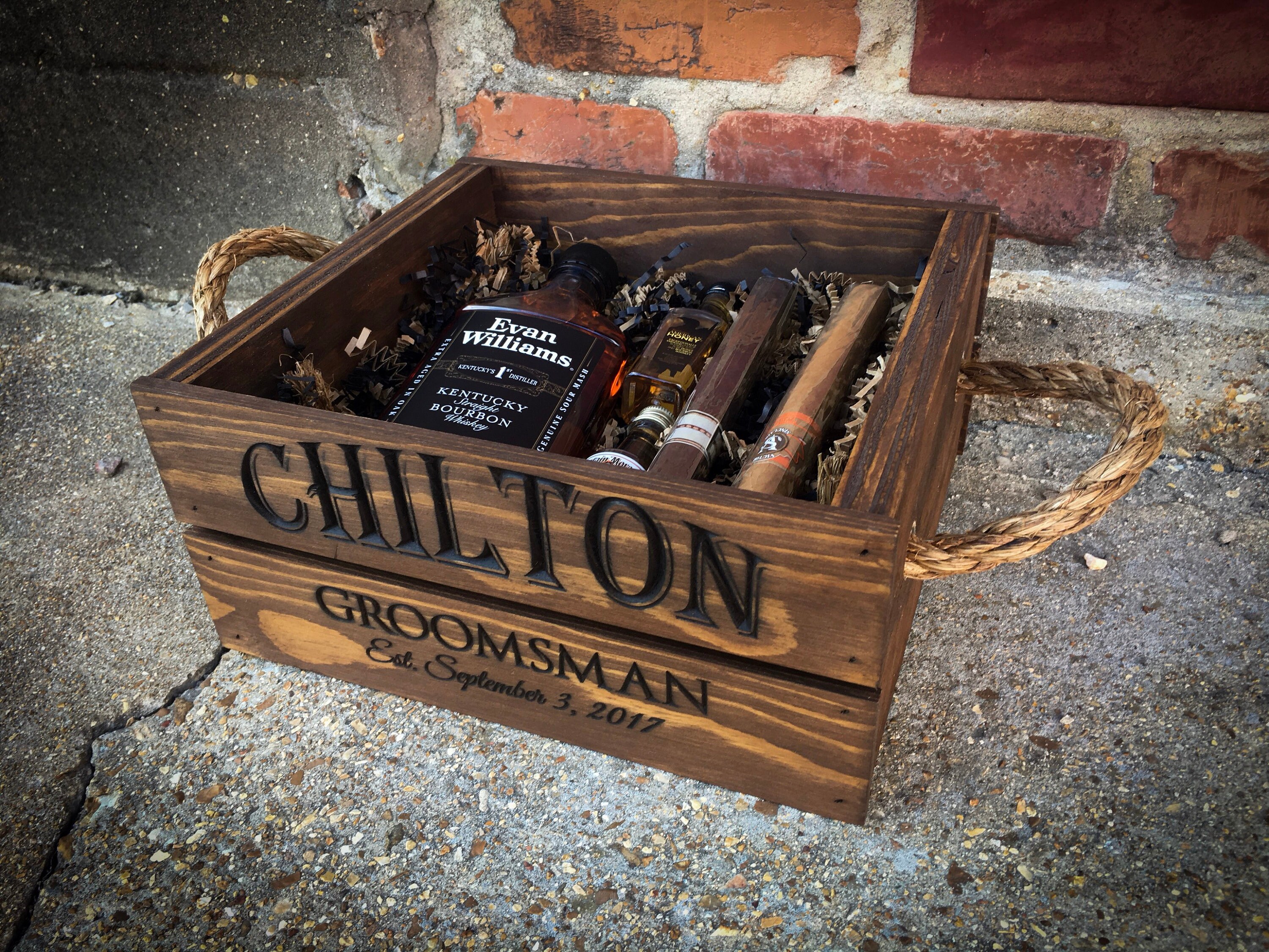 Wooden crate Gift for husbands Groomsmen gift box Gift box Etsy
