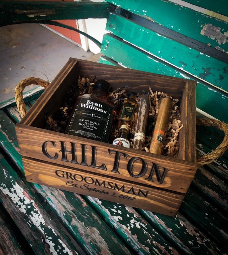 Wooden crate Gift for husbands Groomsmen gift box Gift box Etsy