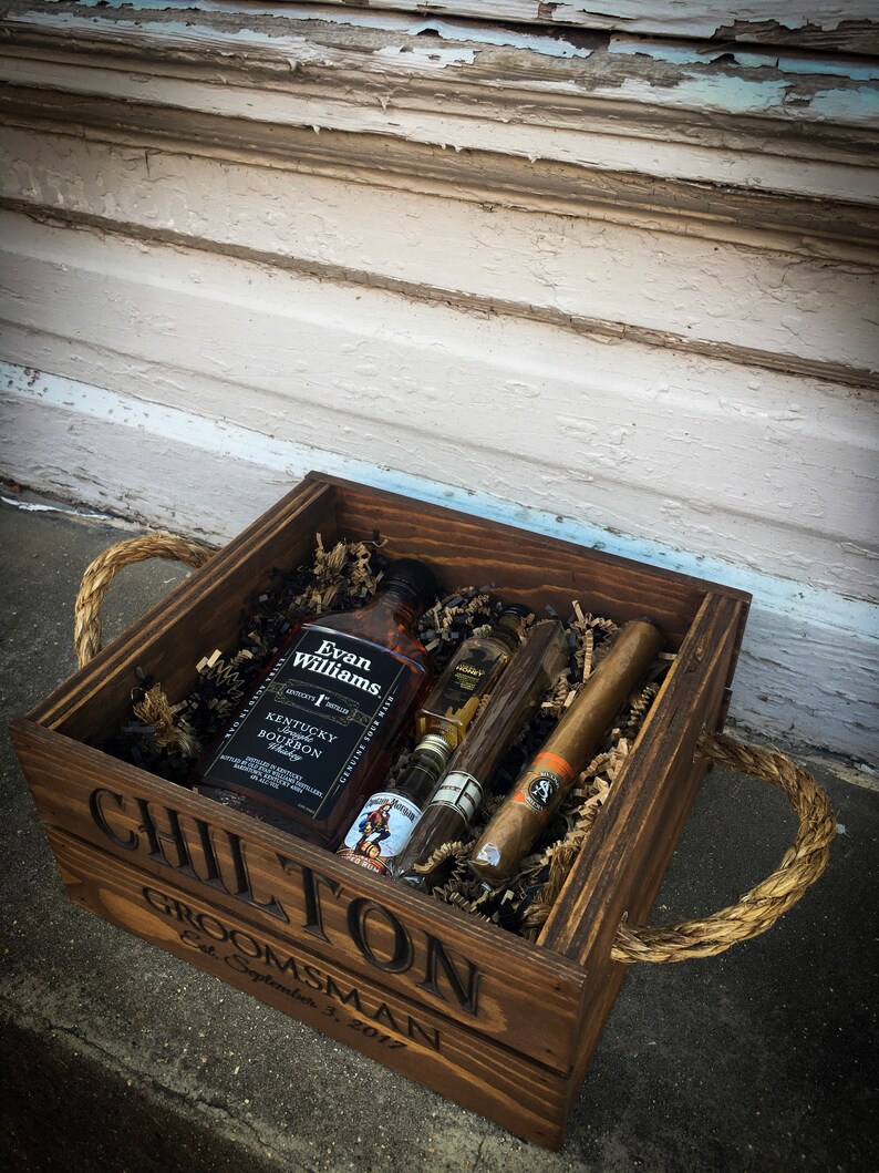Wooden crate Gift for husbands Groomsmen gift box Gift box Etsy