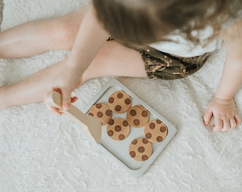 Chocolate Chip Cookie Set, Wooden Play Food, Pretend Food, Play Kitchen, Wood Toy, Waldorf Food, Montessori, Gift for Kids, Baking Set