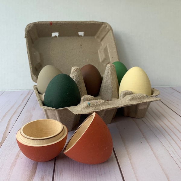 Hollow Wood Eggs, Wooden Easter Eggs, Filable Eggs, Spring Decor, Earth Tone Eggs, Waldorf Easter, Eco Friendly