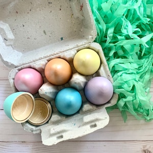 Hollow Wooden Eggs, Wood Easter Eggs, Spring Decor, Fillable Eggs, Metallic Eggs, Plastic Alteritive Eggs, Party Favors