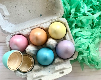 Hollow Wooden Eggs, Wood Easter Eggs, Spring Decor, Fillable Eggs, Metallic Eggs, Plastic Alteritive Eggs, Party Favors