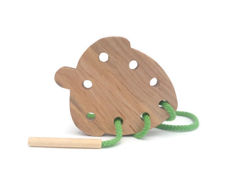 Wooden Acorn Lacing Card, Toddler Gift, Fine Motor Activity image 2