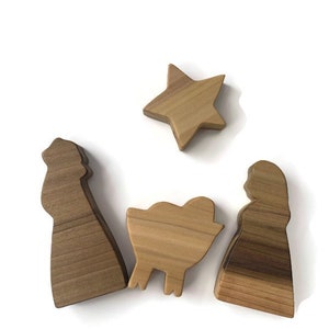 Wooden Holy Family Nativity Set, Wood Creche, Christmas Decor image 2