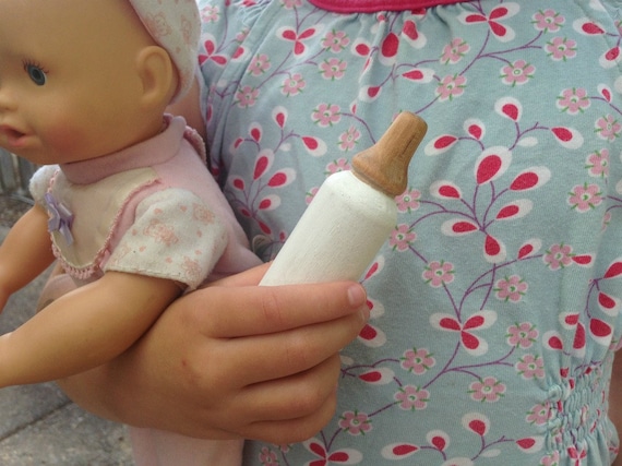 Baby Doll Bottle, Wooden Milk Bottle, Baby Bottle Prop, Waldorf