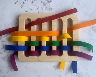 Weaving Toy, Handmade Wooden Gift for Kids, Montessori Materials
