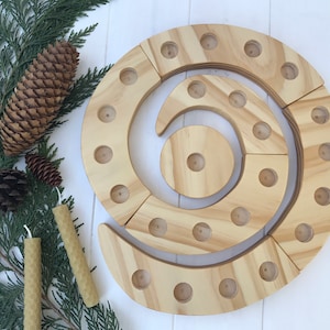 Advent Spiral Wooden Candleholder, Christmas Decor, Holiday Centerpiece image 1