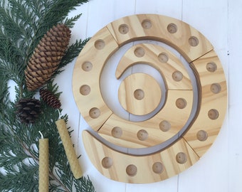 Advent Spiral Wooden Candleholder, Christmas Decor, Holiday Centerpiece