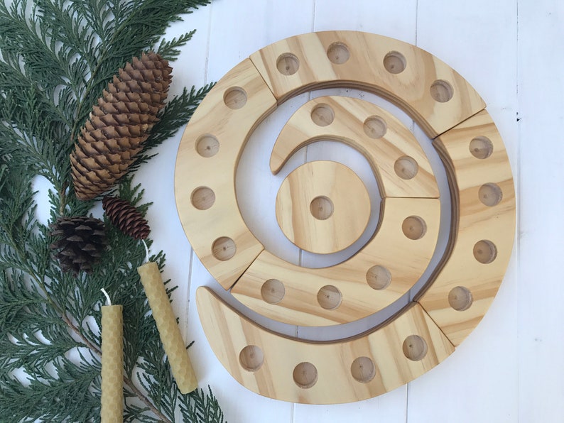 Advent Spiral Wooden Candleholder, Christmas Decor, Holiday Centerpiece image 1