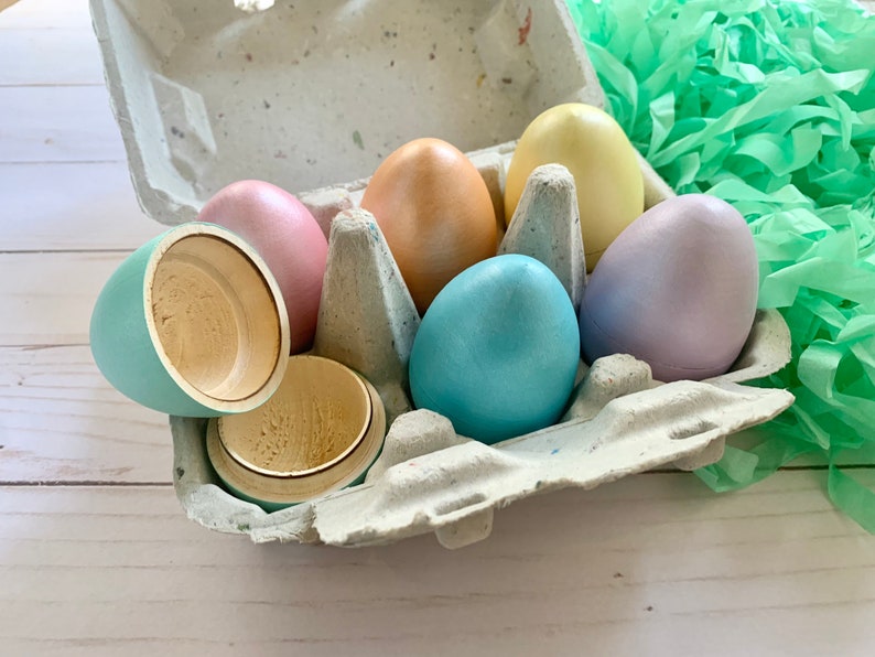 Hollow Wooden Eggs Wood Easter Eggs Spring Decor Fillable Etsy