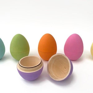 Hollow Wooden Easter Eggs, Fillable Wood Eggs, Easter Basket Stuffers, Spring Decor, Waldorf Easter image 1