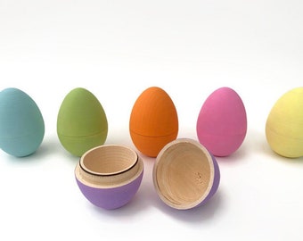 Hollow Wooden Easter Eggs, Fillable Wood Eggs, Easter Basket Stuffers, Spring Decor, Waldorf Easter