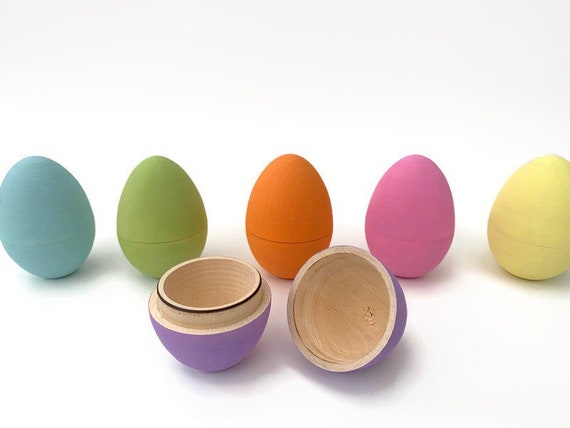 Hollow Wooden Easter Eggs, Fillable Wood Eggs, Easter Basket