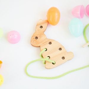 Easter Bunny Lacing Toy, Easter Gift for Kids, Wooden Toys for Toddlers, Montessori Toys, Wood Easter Bunny, Easter Basket Stuffers image 7