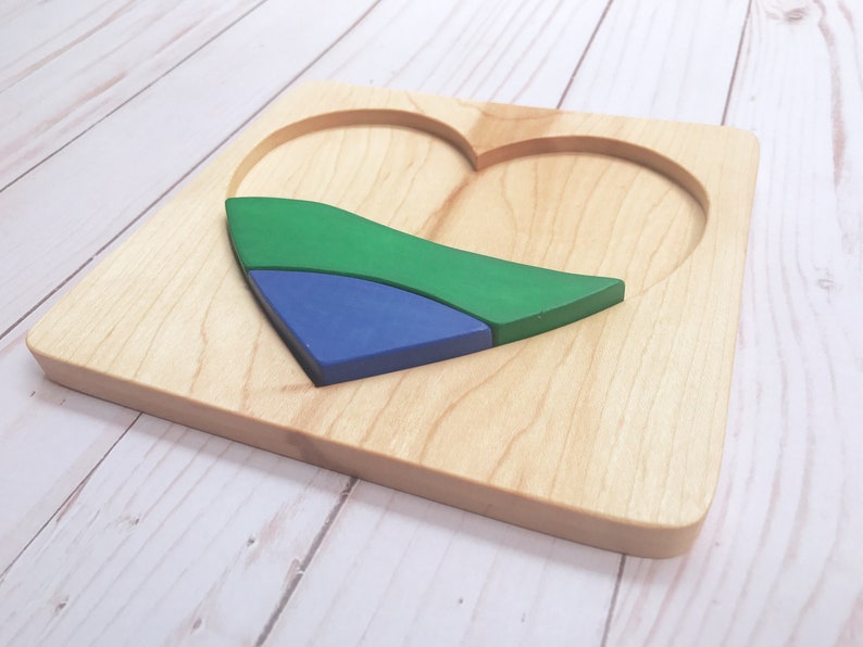 Rainbow Heart Puzzle, Wooden Puzzle, Gift for Kids, Montessori Material, Waldorf Toys, Wood Toys, Fine Motor Skills image 9