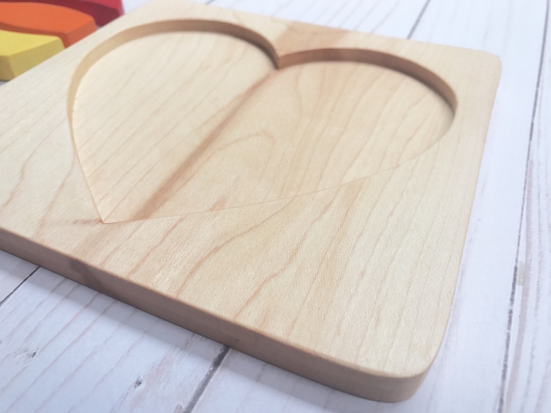 Rainbow Heart Puzzle, Wooden Puzzle, Gift for Kids, Montessori Material, Waldorf Toys, Wood Toys, Fine Motor Skills image 4