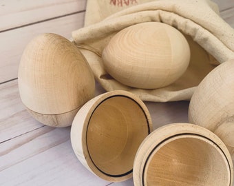 Hollow Wood Eggs, Wooden Easter Eggs, DIY, Paint Your Own Craft, Sustainable, Zero Waste Easter, Unfinished Wooden Eggs, Wood Blanks