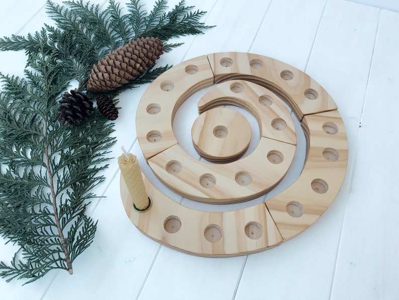 Advent Spiral Wooden Candleholder, Christmas Decor, Holiday Centerpiece image 3