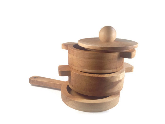 Unfinished Wooden Pots and Pans Playset