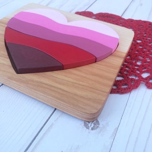 Wood Heart Puzzle, Valentines Gifts for Kids, Wooden Heart Toy, Valentine Puzzle, Waldorf Valentine, Heart Shaped Gift, Montessori Puzzle image 6