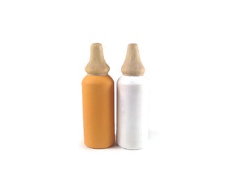 Wooden Baby Bottles, Milk and Juice Doll Toy, Children's Birthday Gift, Pretend Play Props
