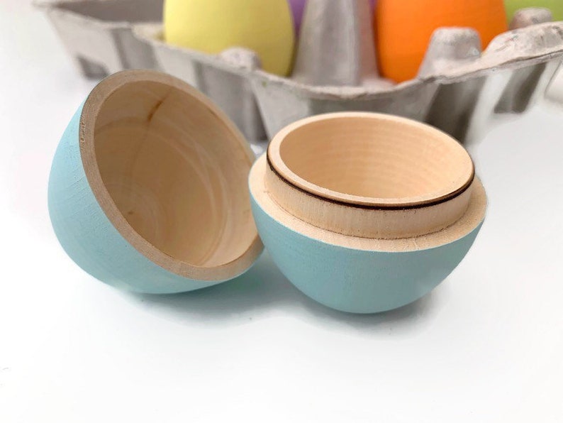 Hollow Wooden Easter Eggs, Fillable Wood Eggs, Easter Basket Stuffers, Spring Decor, Waldorf Easter image 5