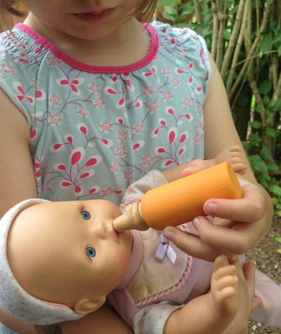 wooden baby bottle toy