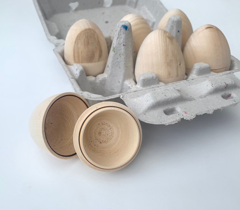 Hollow Wood Eggs, Wooden Easter Eggs, DIY, Paint Your Own Craft, Sustainable, Zero Waste Easter, Unfinished Wooden Eggs, Wood Blanks image 7