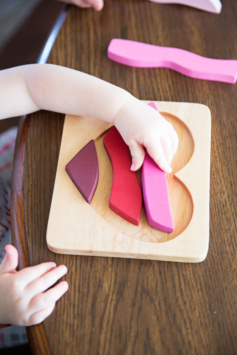 Wood Heart Puzzle, Valentines Gifts for Kids, Wooden Heart Toy, Valentine Puzzle, Waldorf Valentine, Heart Shaped Gift, Montessori Puzzle image 3