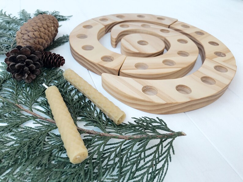 Advent Spiral Wooden Candleholder, Christmas Decor, Holiday Centerpiece image 4