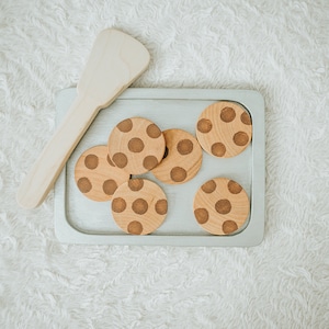 Chocolate Chip Cookie Set, Wooden Play Food, Pretend Food, Play Kitchen, Wood Toy, Waldorf Food, Montessori, Gift for Kids, Baking Set image 7