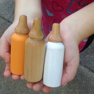 Wooden Baby Bottles, Toy Doll Bottles, Doll Accessories, Baby Bottle Props, Wood Toys, Waldorf Toy, Gifts for Kids, Toys for Toddlers image 1