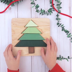 Wooden Tree Puzzle, Woodland Puzzle, Gifts for Kids, Wood Toy, Birthday Gift, Natural Toy, Evergreen Tree, Christmas Puzzle