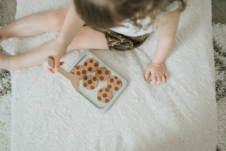 Chocolate Chip Cookie Set, Wooden Play Food, Pretend Food, Play Kitchen, Wood Toy, Waldorf Food, Montessori, Gift for Kids, Baking Set image 1